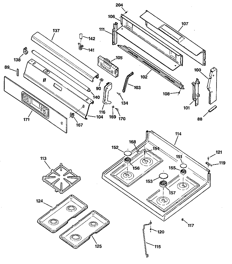 Section Diagram and Parts List for JGBP79AEV2AA  General Electric Range