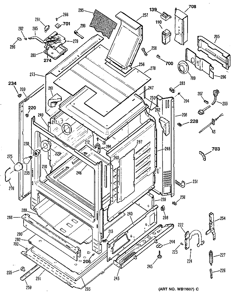 Section Diagram and Parts List for JGBP79AEV2AA  General Electric Range