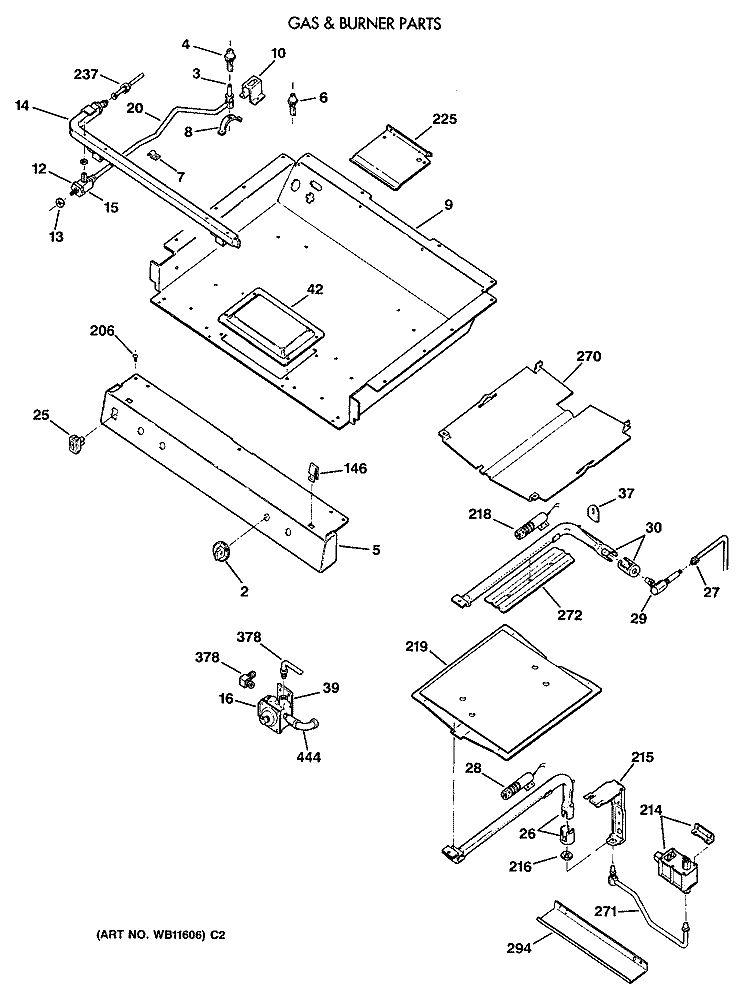Section Diagram and Parts List for JGBP34AEV3AD  General Electric Range