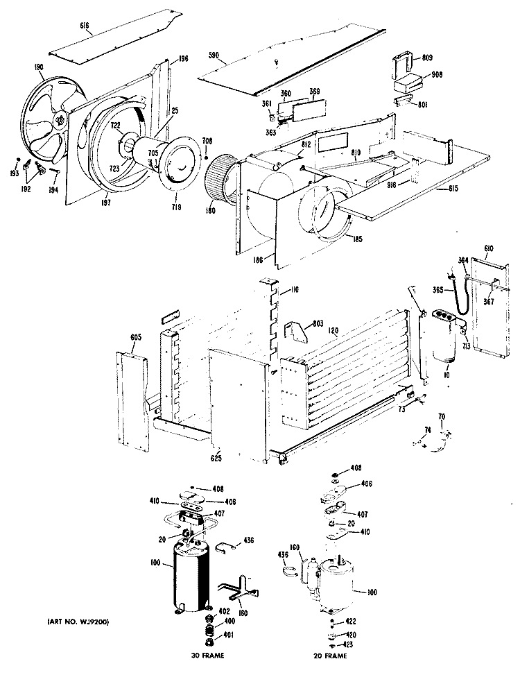 Section Diagram and Parts List for KL919DME1  Hotpoint Air Conditioner
