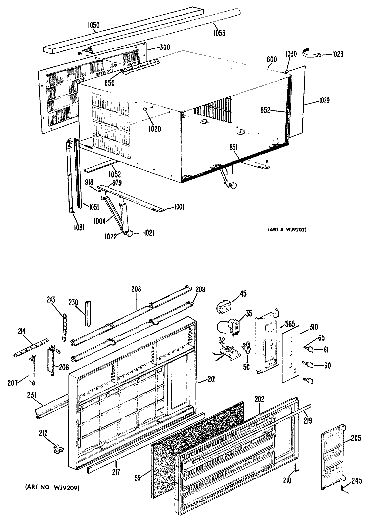 Section Diagram and Parts List for KL521DBG1  Hotpoint Air Conditioner