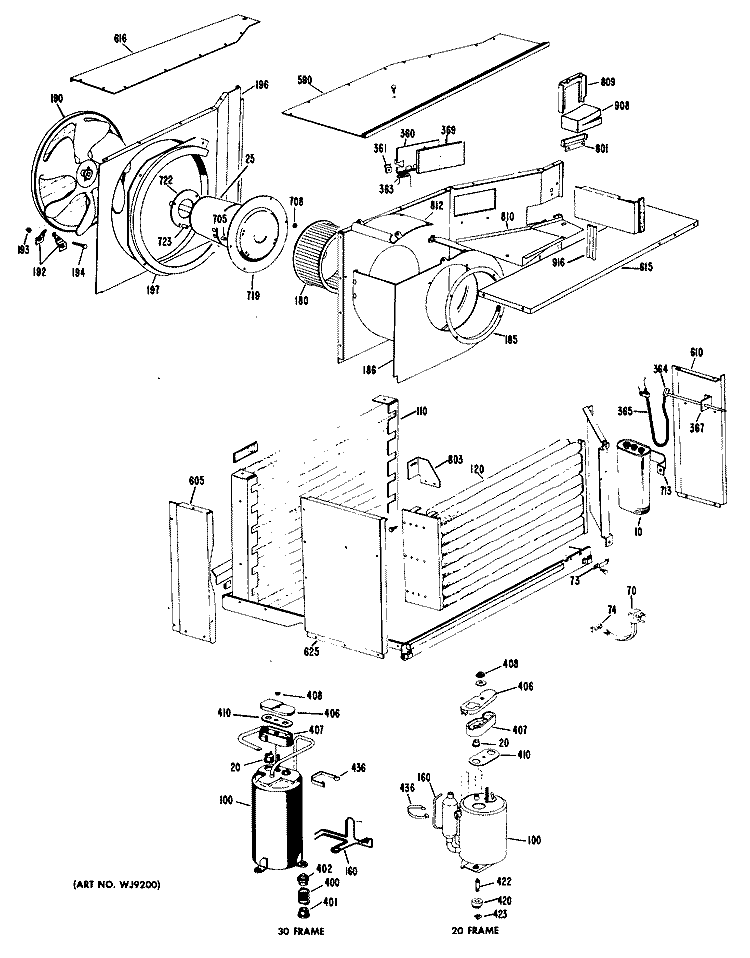 Section Diagram and Parts List for KL521DBG1  Hotpoint Air Conditioner