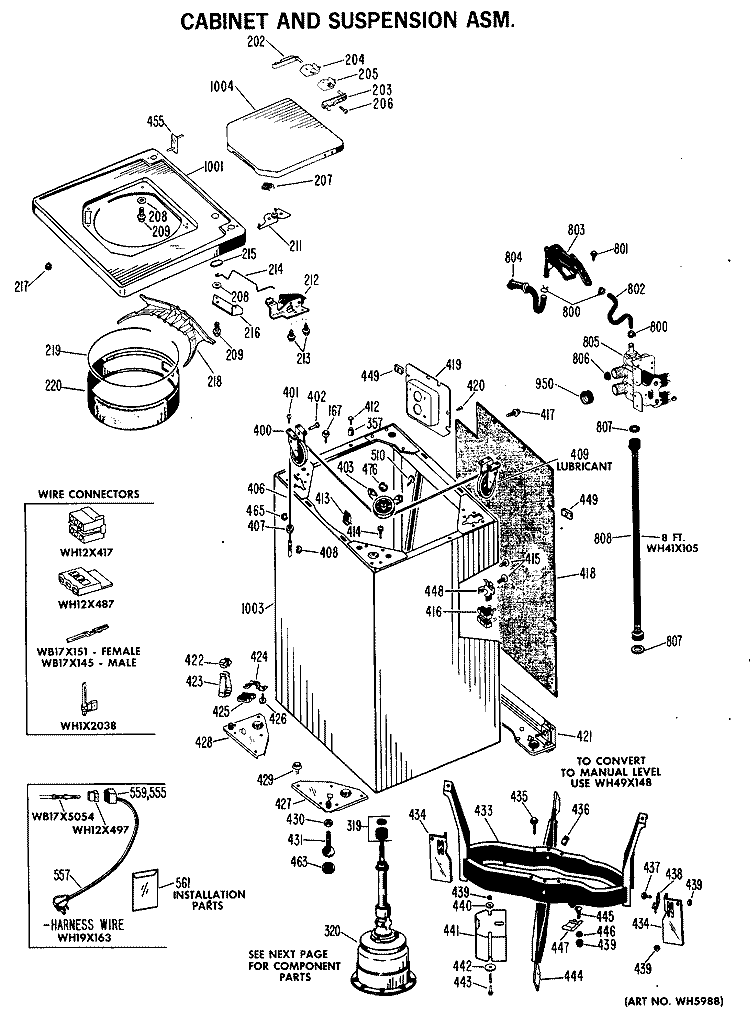 CABINET AND SUSPENSION ASM. Diagram and Parts List for WLW2330BAL  Hotpoint Washer
