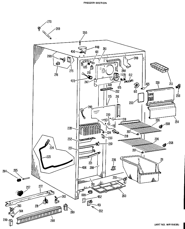 FREEZER SECTION Diagram and Parts List for CSF20ABM  Hotpoint Refrigerator