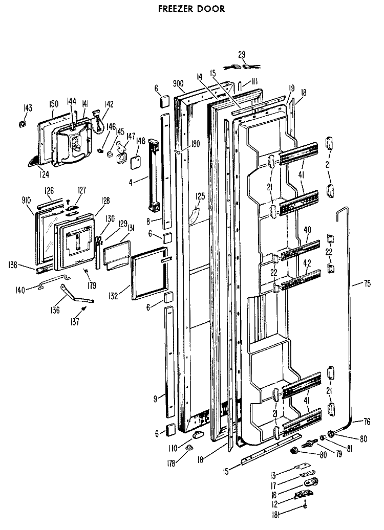 FREEZER DOOR Diagram and Parts List for CSF22TBM  Hotpoint Refrigerator