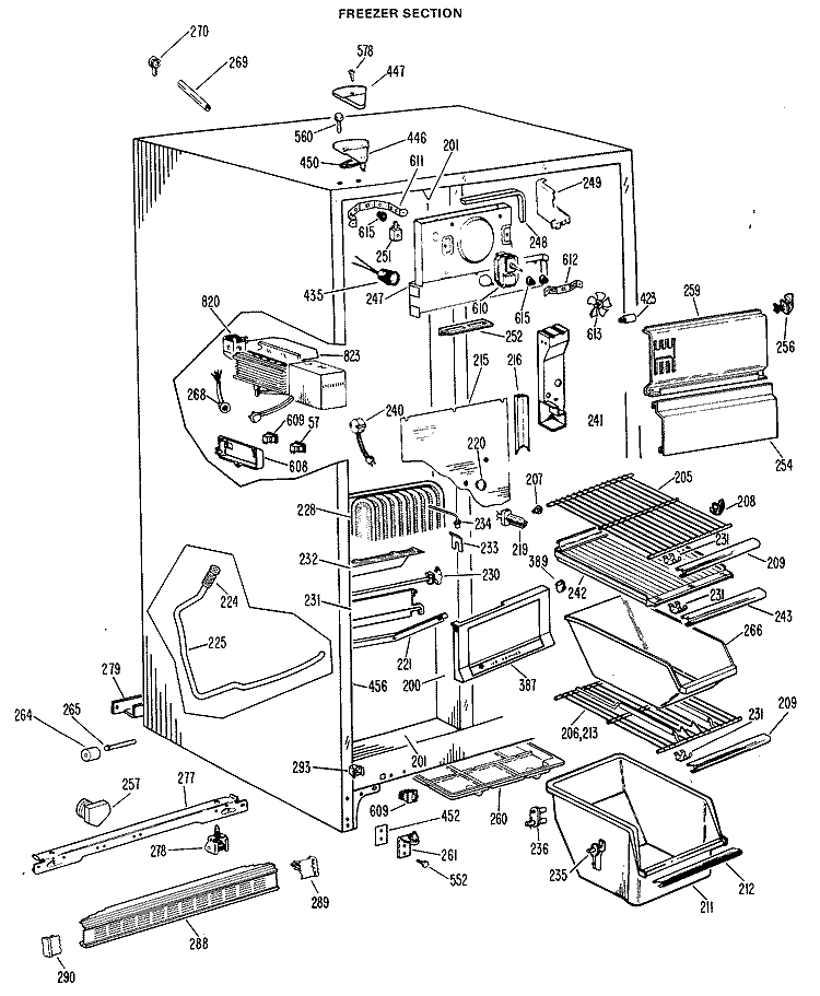 FREEZER SECTION Diagram and Parts List for CSF22TCB  Hotpoint Refrigerator