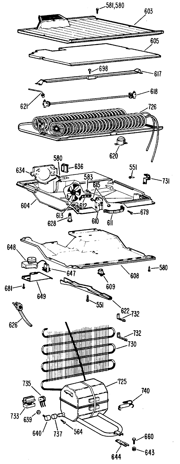 Section Diagram and Parts List for CTF15ECB  Hotpoint Refrigerator