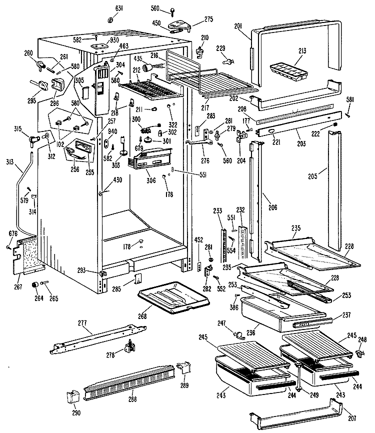 Section Diagram and Parts List for CTF15GCB  Hotpoint Refrigerator