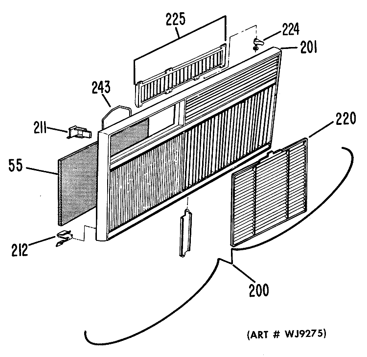 Section Diagram and Parts List for KJ710AST1  Hotpoint Air Conditioner