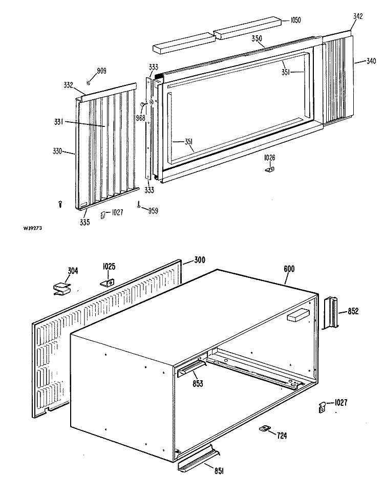 Section Diagram and Parts List for KJ710AST1  Hotpoint Air Conditioner