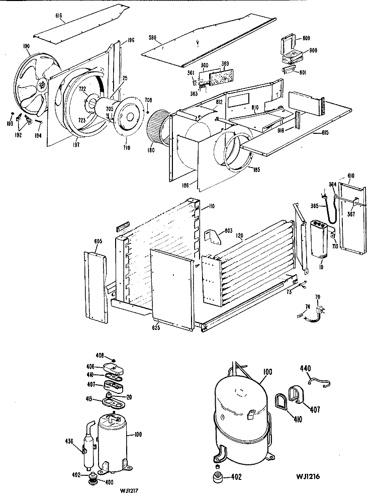 Section Diagram and Parts List for KLR19DAG1  Hotpoint Air Conditioner