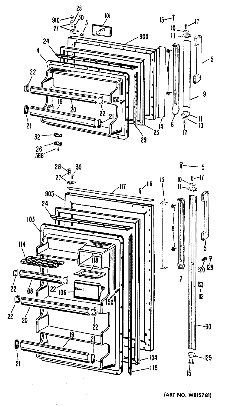 Section Diagram and Parts List for CTF15GCC  Hotpoint Refrigerator
