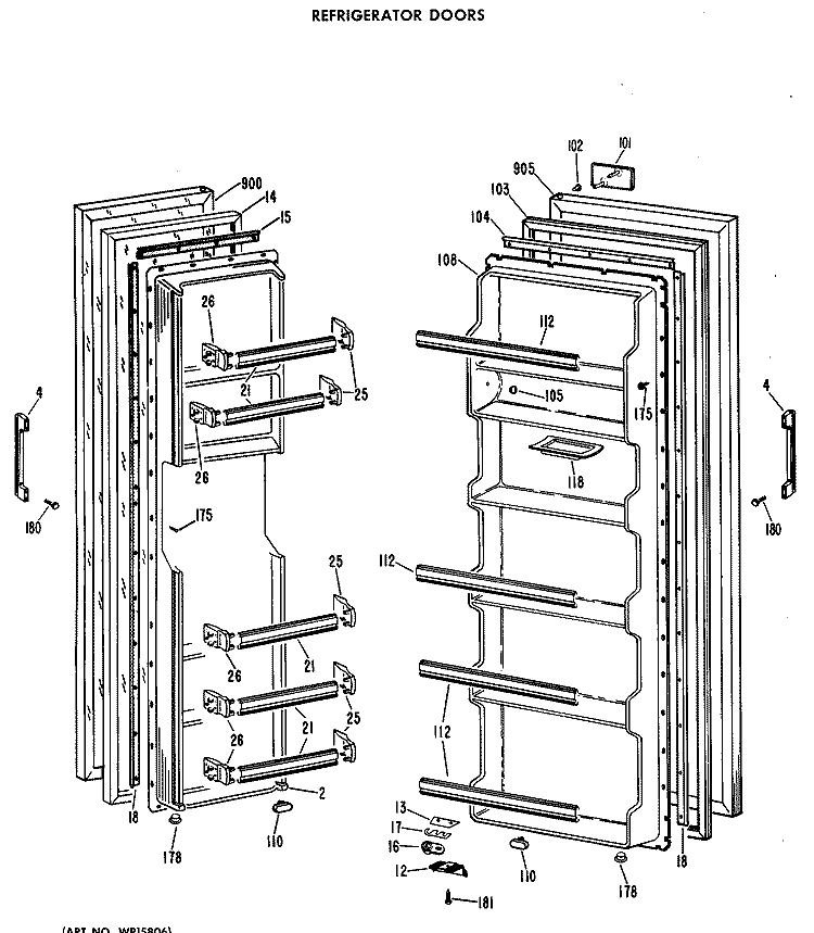 REFRIGERATOR DOORS Diagram and Parts List for CSF20ACM  Hotpoint Refrigerator