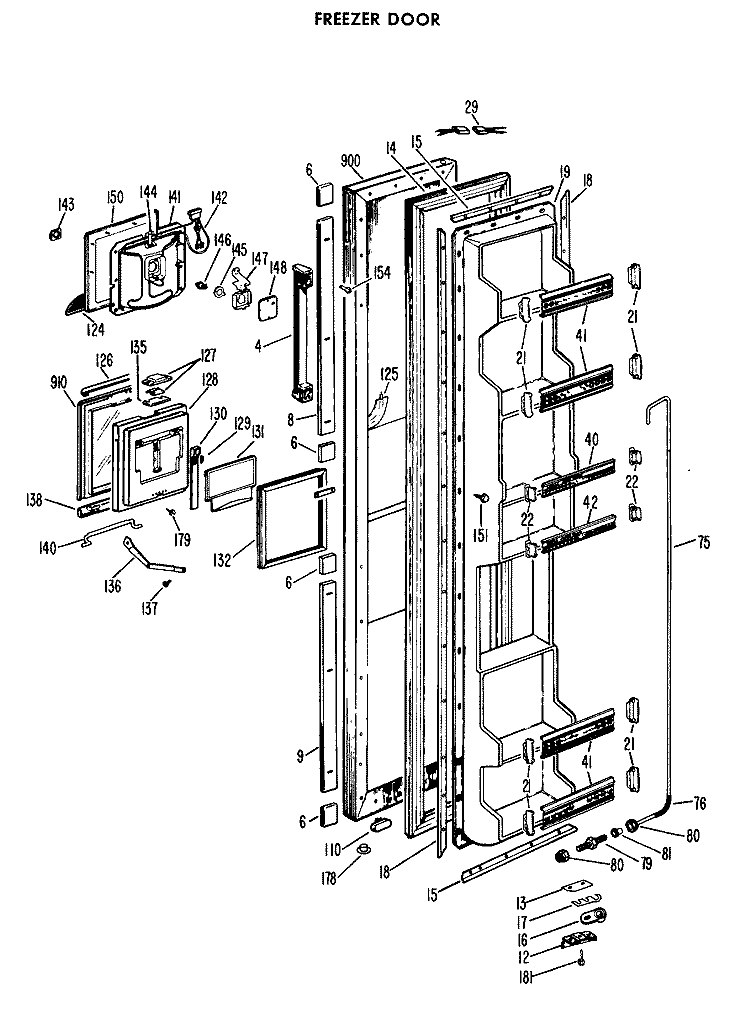 FREEZER DOOR Diagram and Parts List for CSF22TCM  Hotpoint Refrigerator