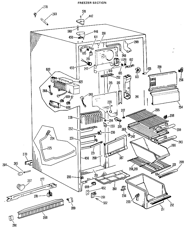 FREEZER SECTION Diagram and Parts List for CSF22TCM  Hotpoint Refrigerator