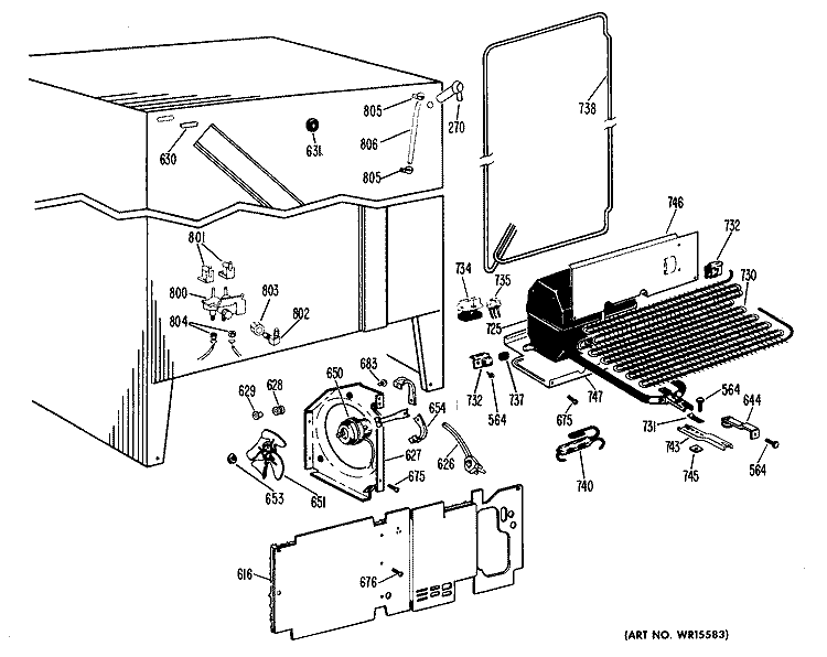 Section Diagram and Parts List for CSF22TCM  Hotpoint Refrigerator