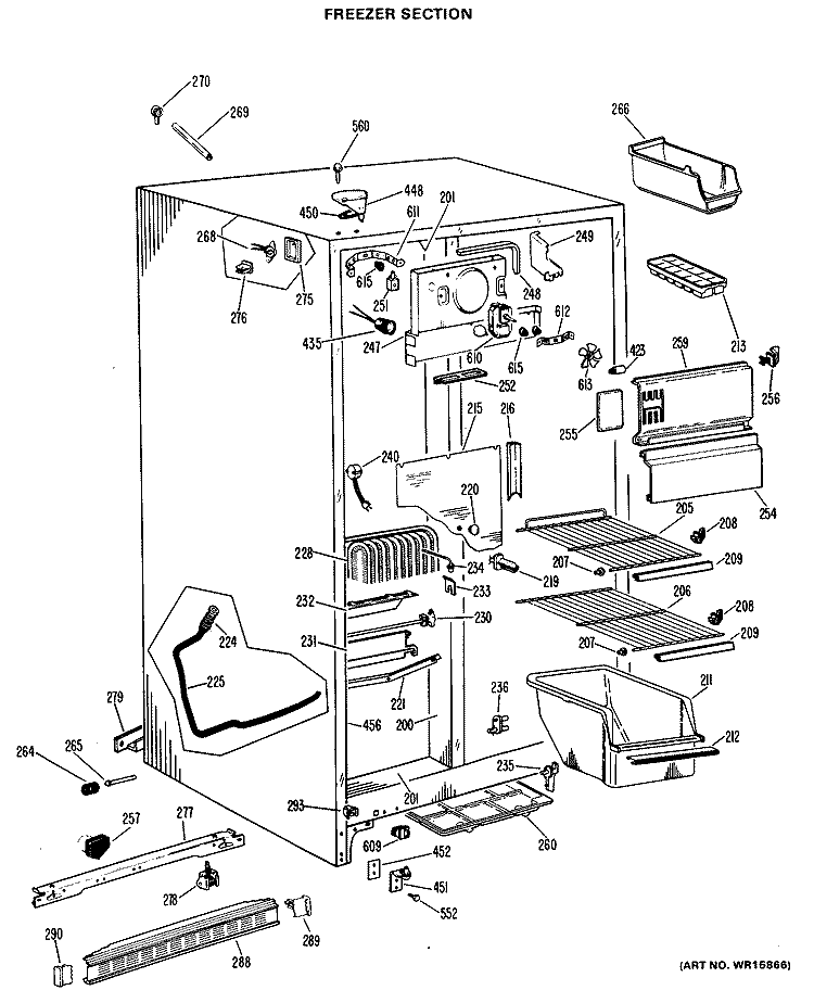 FREEZER SECTION Diagram and Parts List for CSX22EFB  Hotpoint Refrigerator