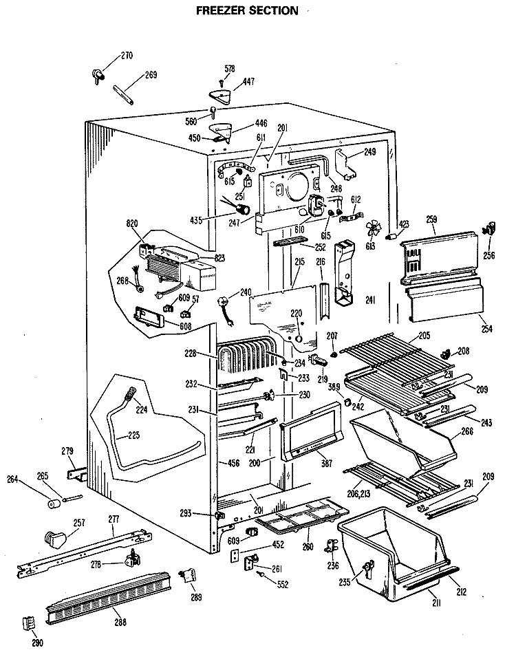 FREEZER SECTION Diagram and Parts List for CSX22TFB  Hotpoint Refrigerator