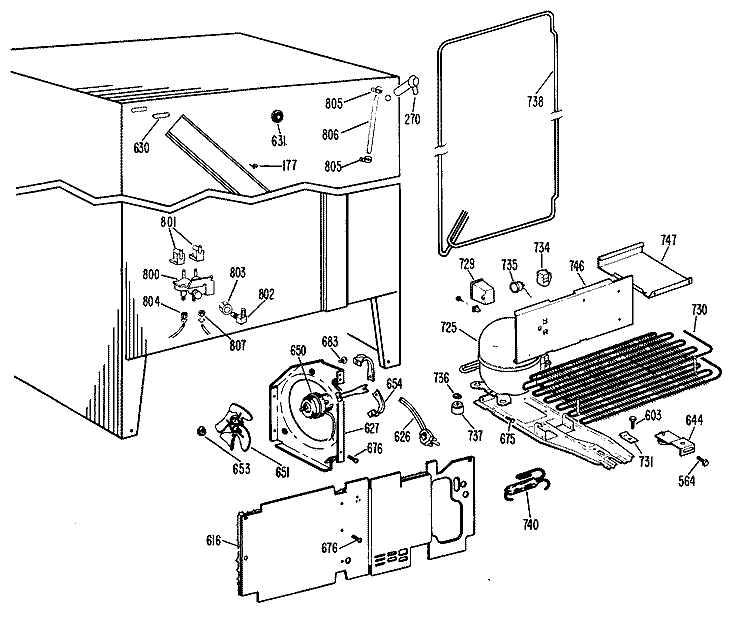 Section Diagram and Parts List for CSF24DFB  Hotpoint Refrigerator