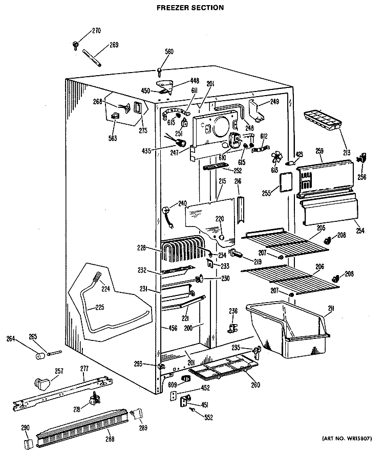 FREEZER SECTION Diagram and Parts List for CSX20LFB  Hotpoint Refrigerator