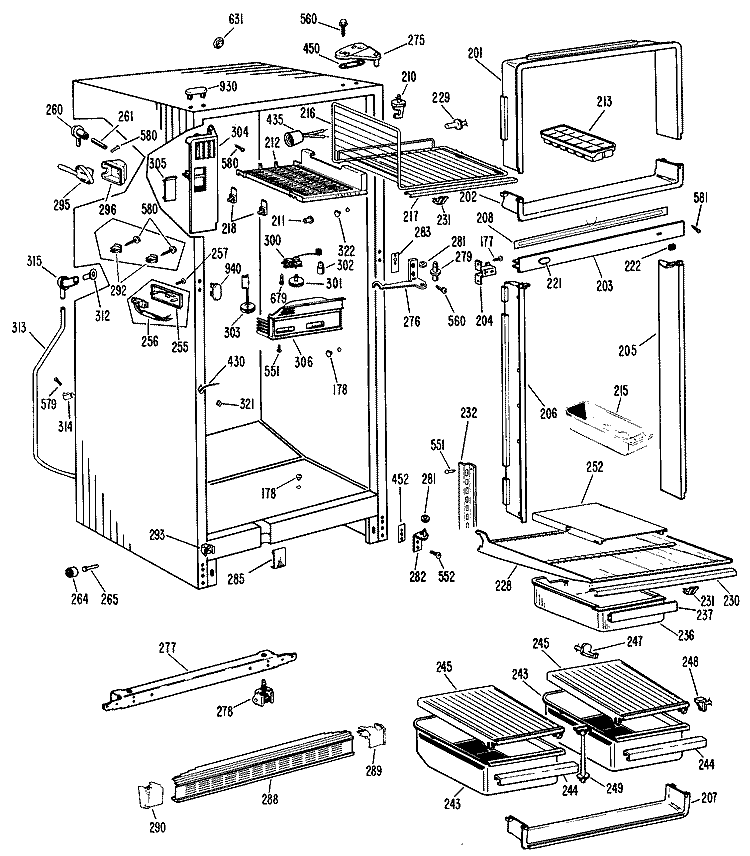 Section Diagram and Parts List for CTF16EGC  Hotpoint Refrigerator