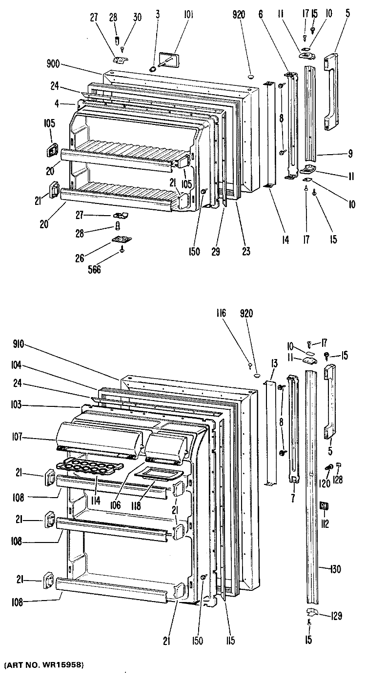 Section Diagram and Parts List for CTF16GGB  Hotpoint Refrigerator