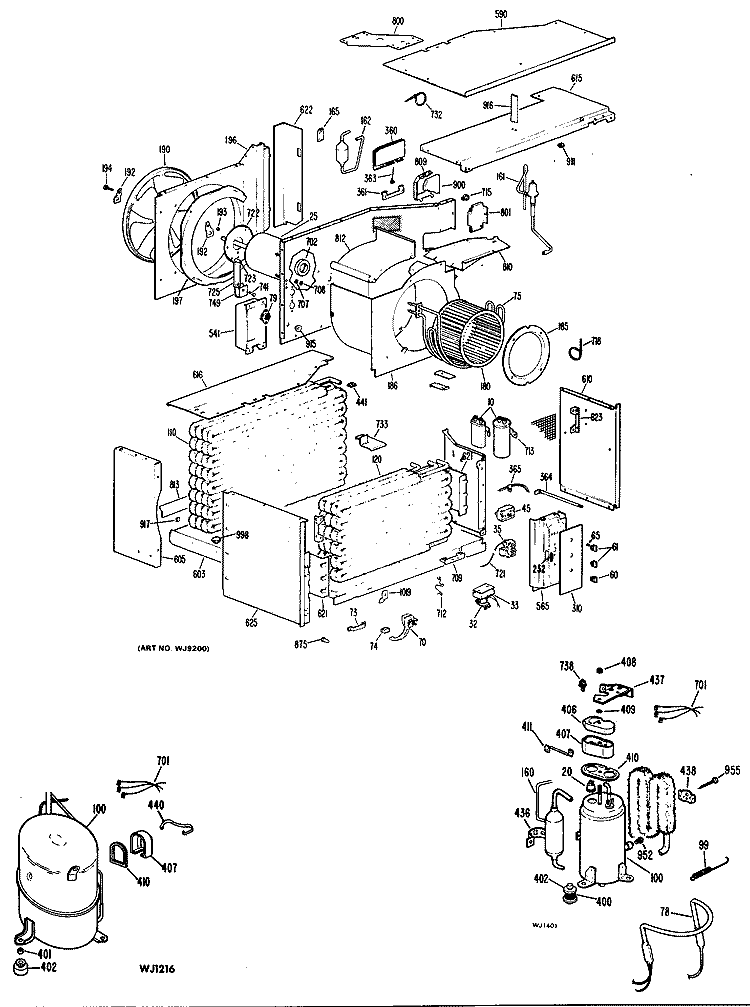 Section Diagram and Parts List for KDR19DSG1  Hotpoint Air Conditioner