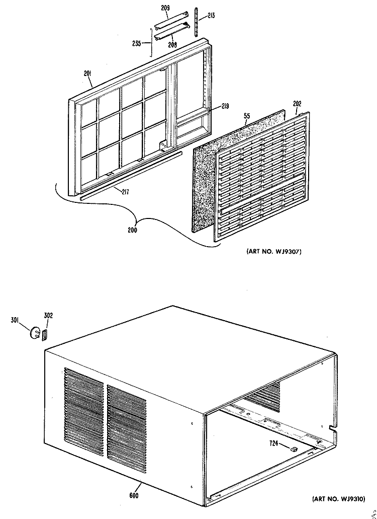Section Diagram and Parts List for KXN30W3X1  Hotpoint Air Conditioner