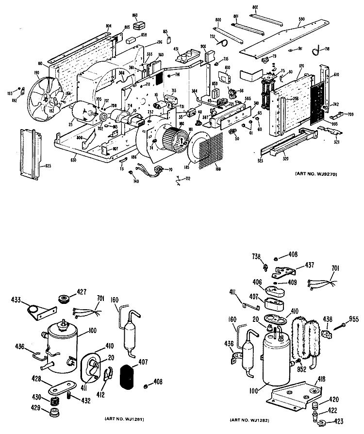 Section Diagram and Parts List for KJ906LSL2  Hotpoint Air Conditioner
