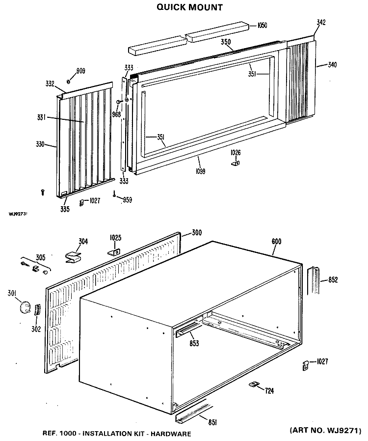QUICK MOUNT Diagram and Parts List for KJ508ASQ2  Hotpoint Air Conditioner
