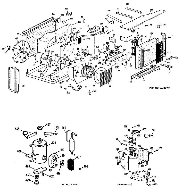 Section Diagram and Parts List for KJ508ASQ2  Hotpoint Air Conditioner