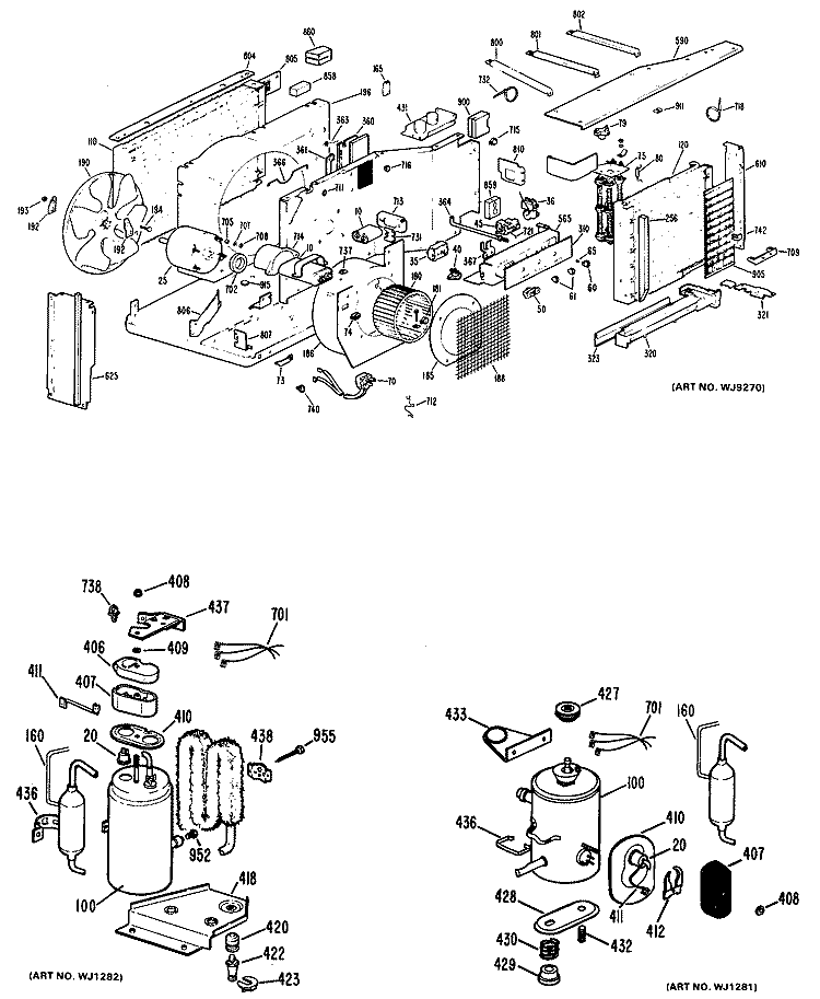 Section Diagram and Parts List for KJ906LV3A  Hotpoint Air Conditioner