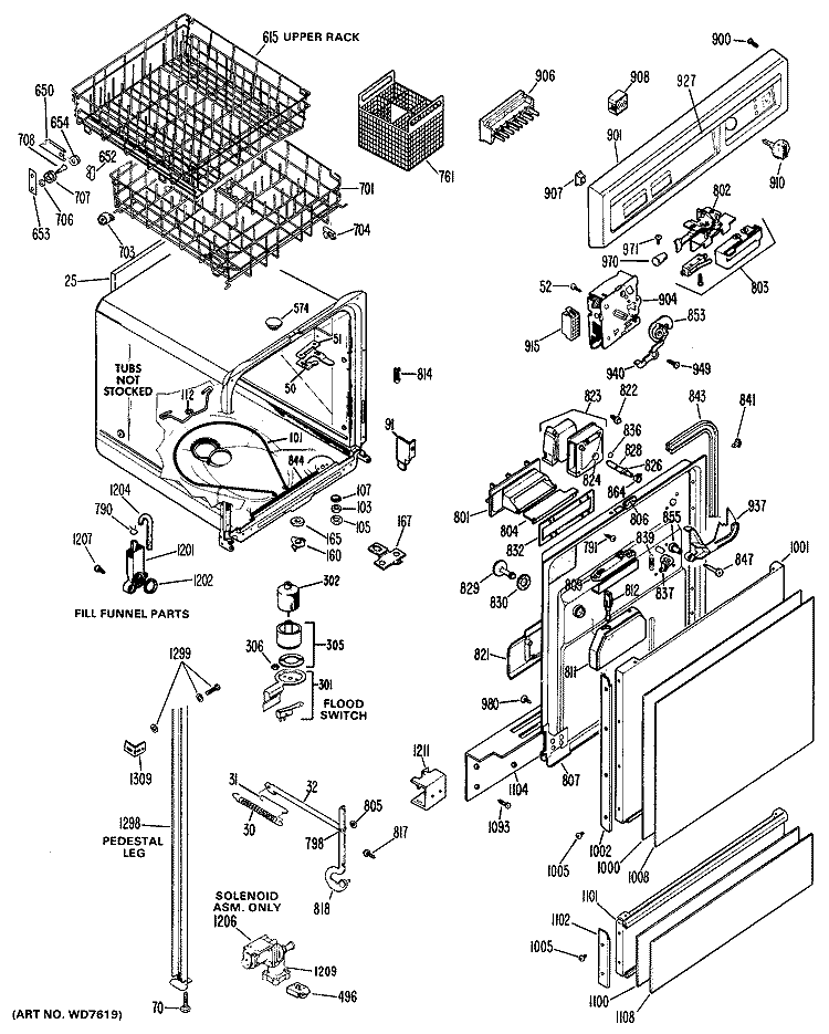Section Diagram and Parts List for HDA465-03  Hotpoint Dishwasher