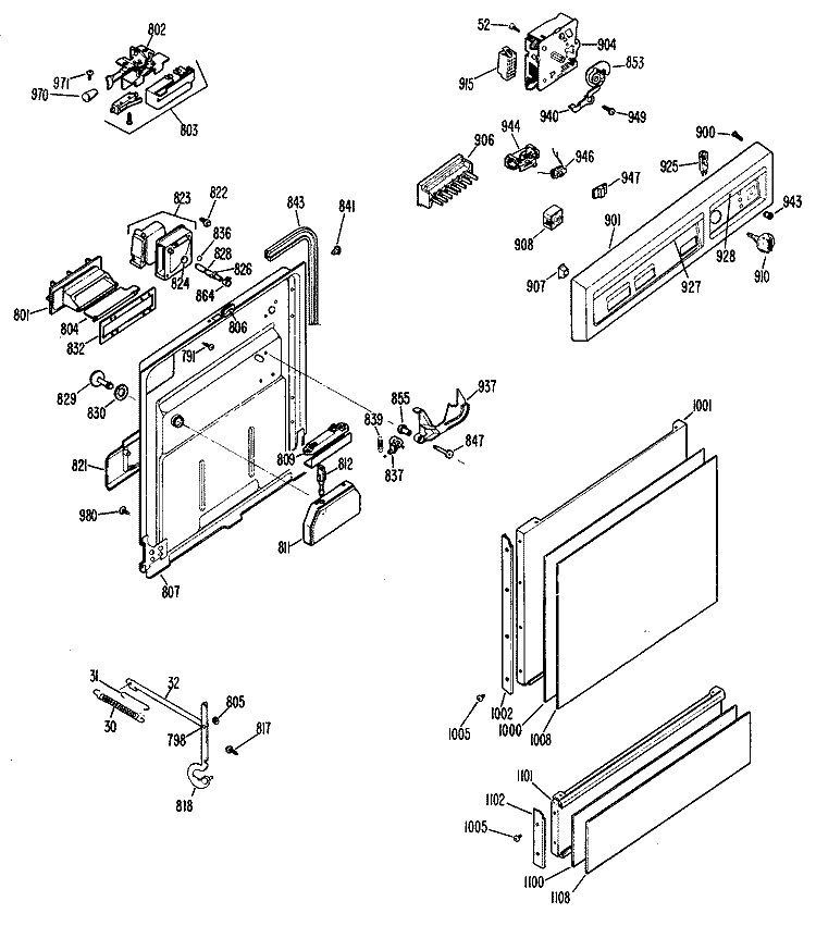 Section Diagram and Parts List for HDA997-01  Hotpoint Dishwasher