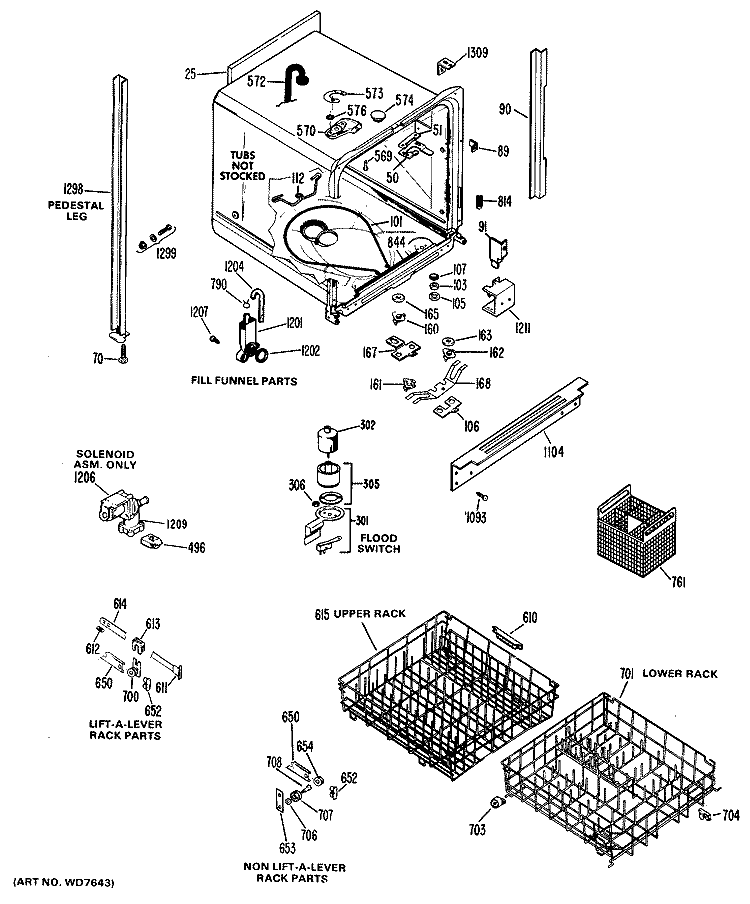 Section Diagram and Parts List for HDA965-06  Hotpoint Dishwasher