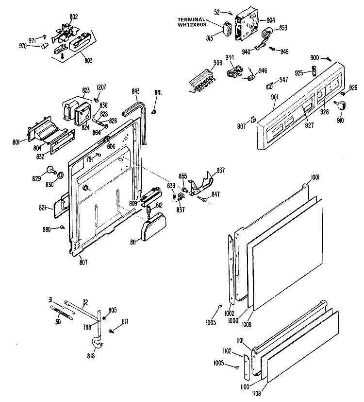 Section Diagram and Parts List for HDA997-02  Hotpoint Dishwasher