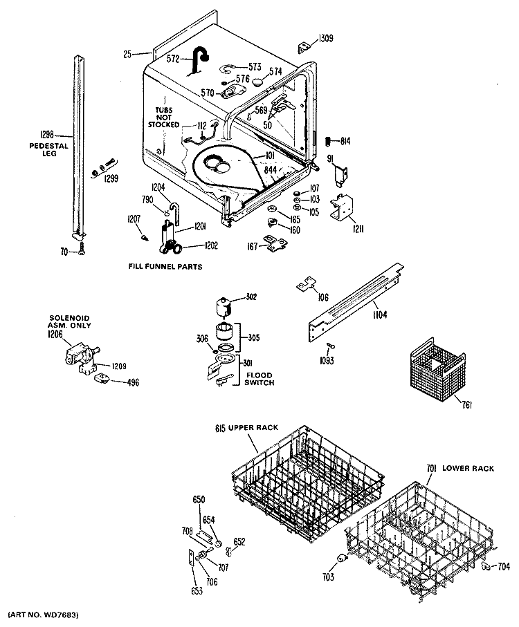 Section Diagram and Parts List for HDA997-02  Hotpoint Dishwasher