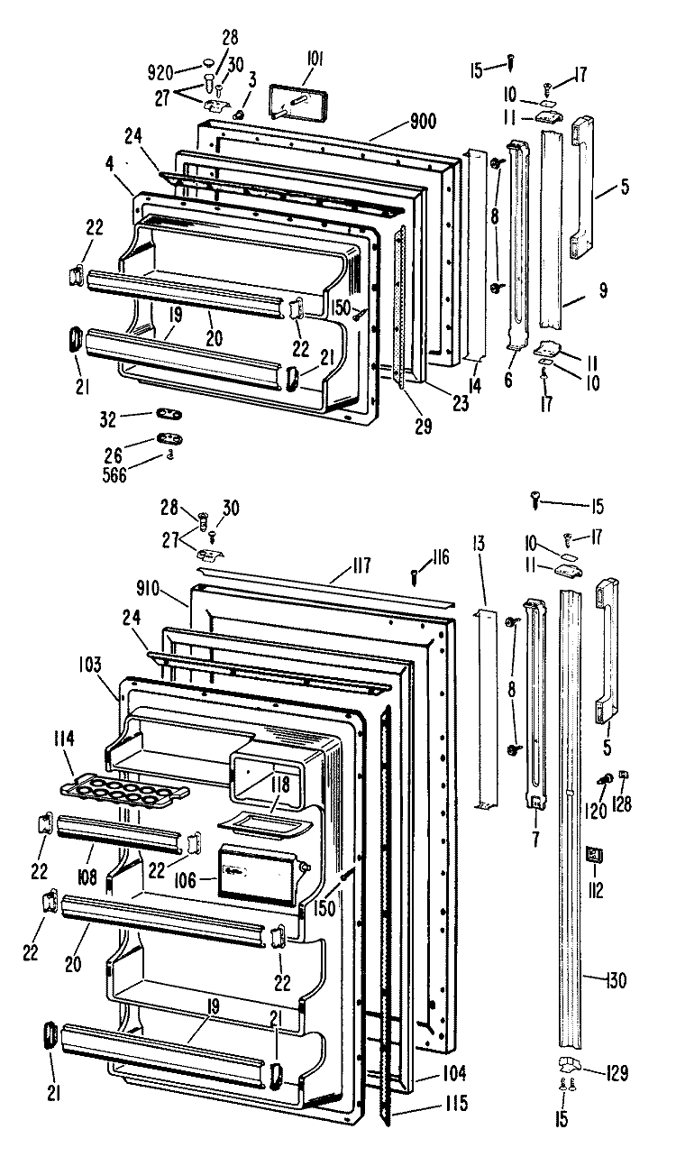 Section Diagram and Parts List for CTF15GFC  Hotpoint Refrigerator
