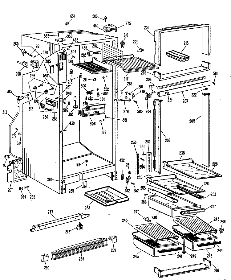 Section Diagram and Parts List for CTF15GFC  Hotpoint Refrigerator