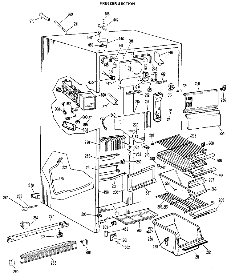 FREEZER SECTION Diagram and Parts List for CSX22TGB  Hotpoint Refrigerator