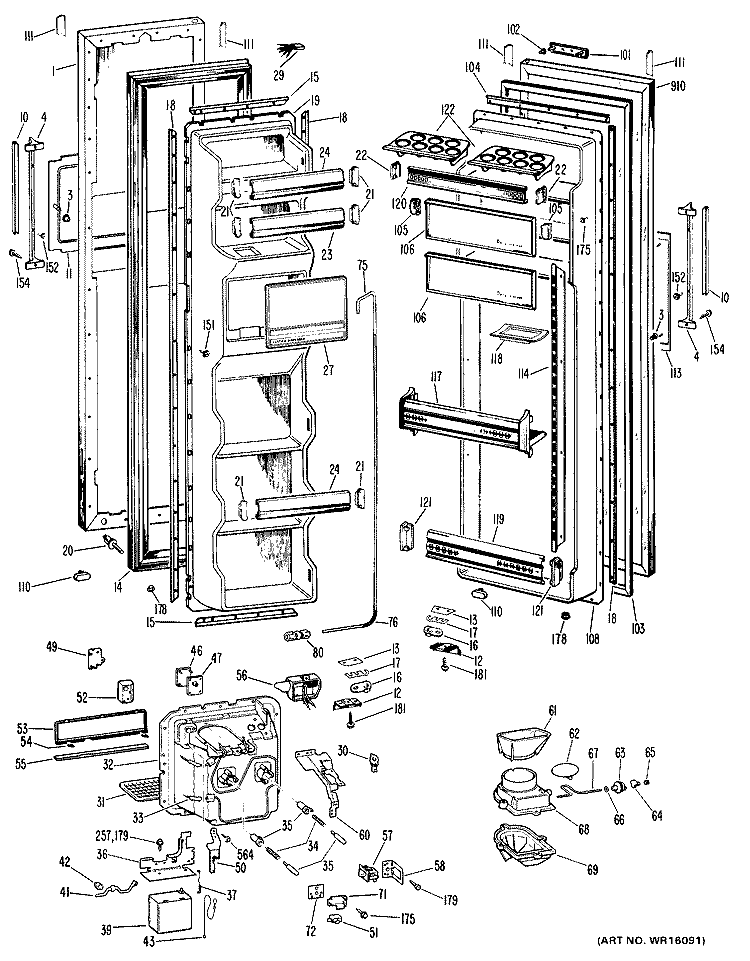 Section Diagram and Parts List for CSX24DGB  Hotpoint Refrigerator