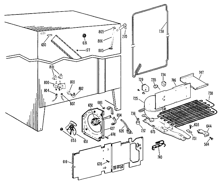 Section Diagram and Parts List for CSX24DGB  Hotpoint Refrigerator