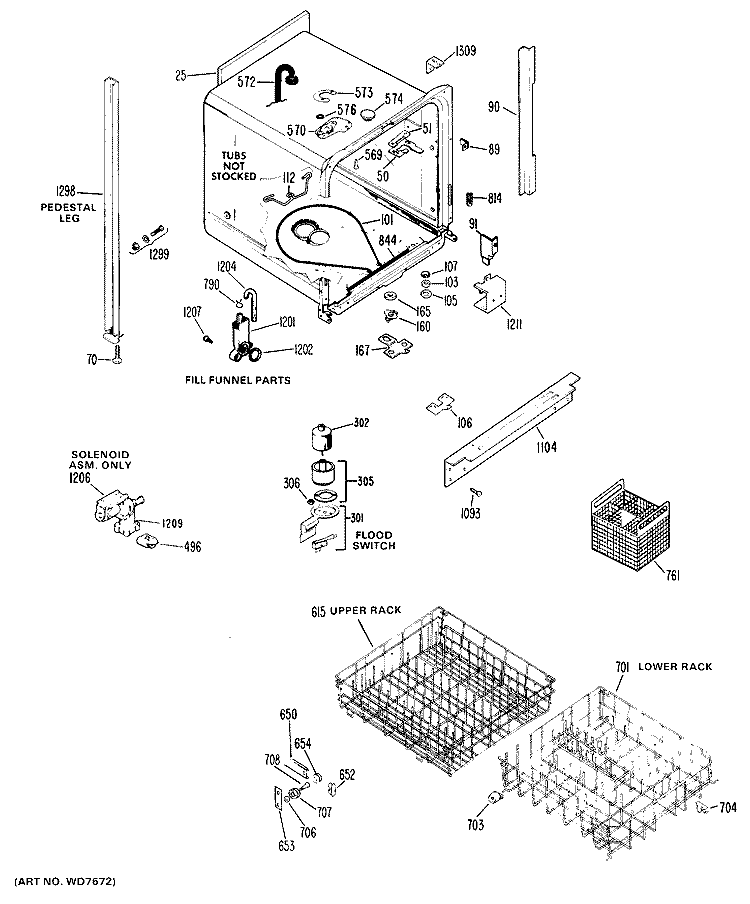 Section Diagram and Parts List for HDA897-03  Hotpoint Dishwasher