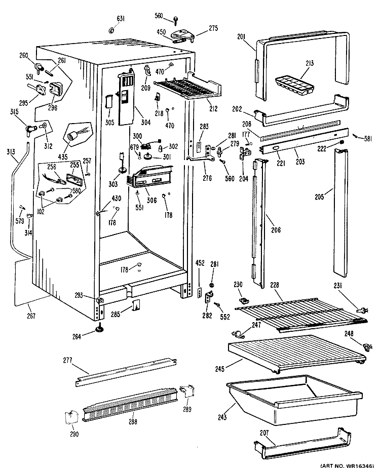 Section Diagram and Parts List for CTF16CGRL  Hotpoint Refrigerator