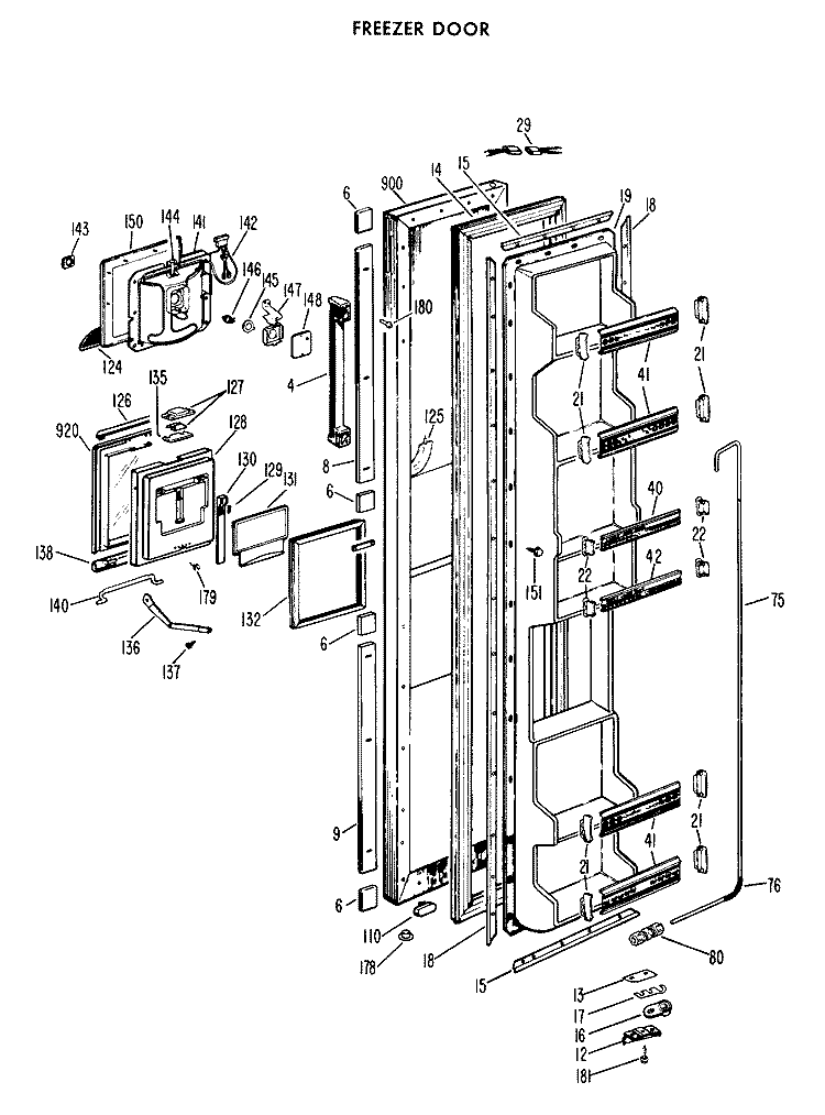 FREEZER DOOR Diagram and Parts List for CSX22TGC  Hotpoint Refrigerator