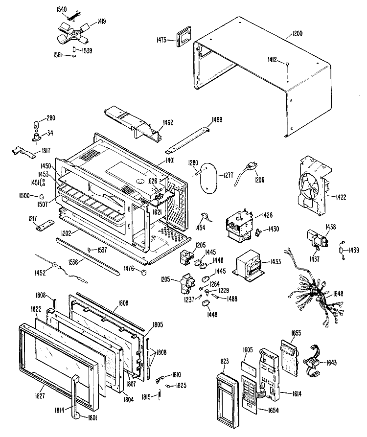 Section Diagram and Parts List for REM30F03  Hotpoint Microwave