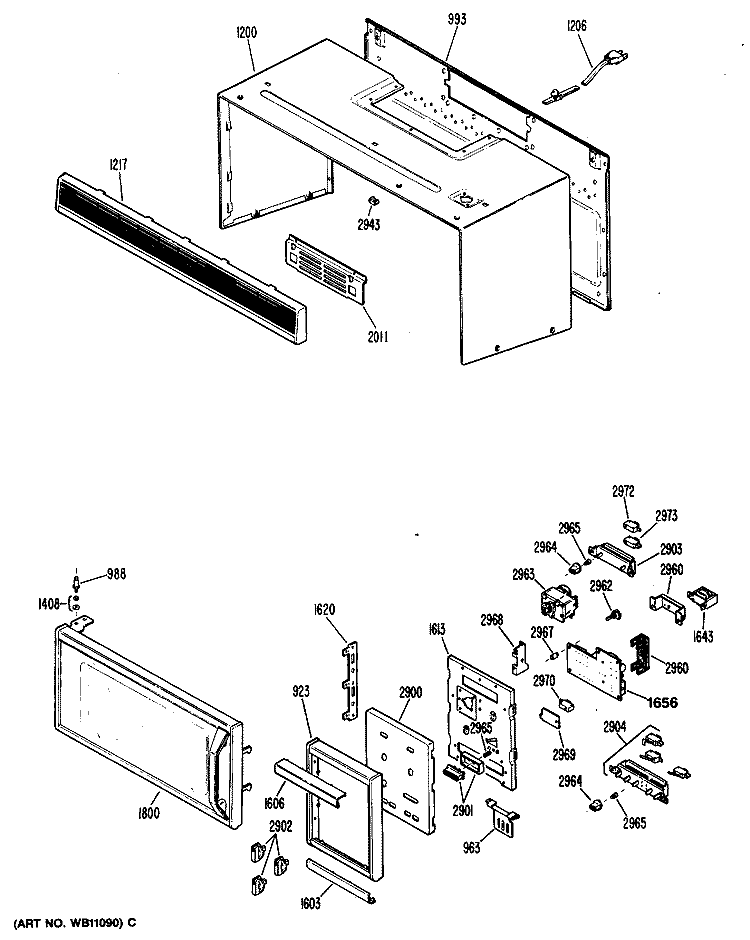 Section Diagram and Parts List for RVM110G01  Hotpoint Microwave