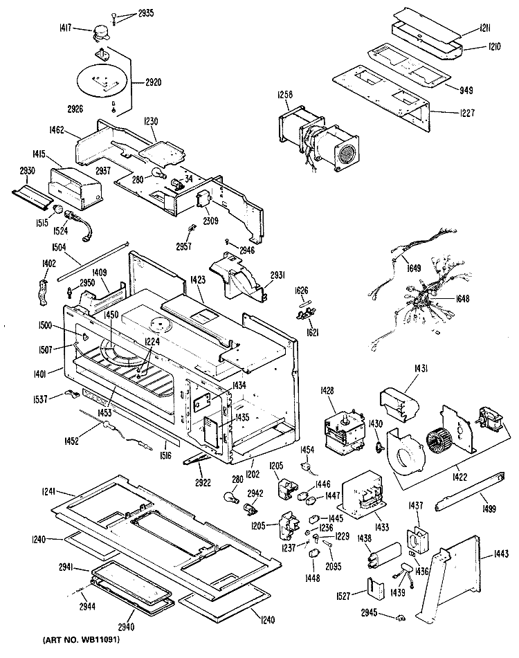 Section Diagram and Parts List for RVM110G01  Hotpoint Microwave