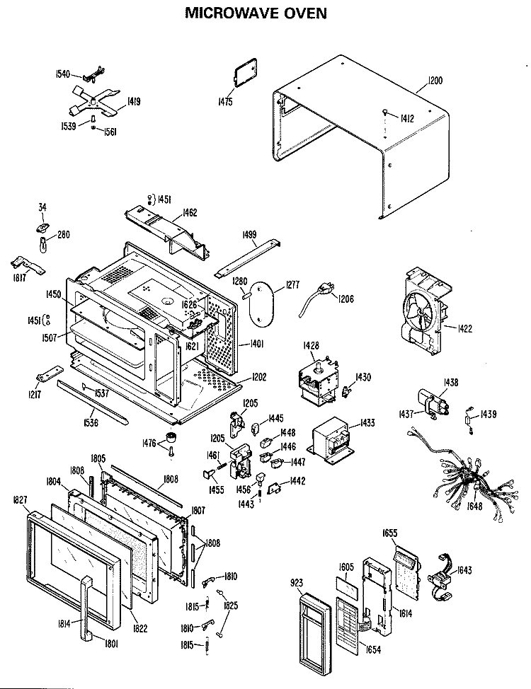 MICROWAVE OVEN Diagram and Parts List for REM4G01  Hotpoint Microwave