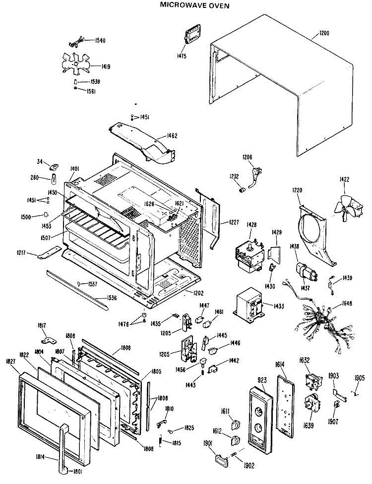 MICROWAVE OVEN Diagram and Parts List for RE101101  Hotpoint Microwave